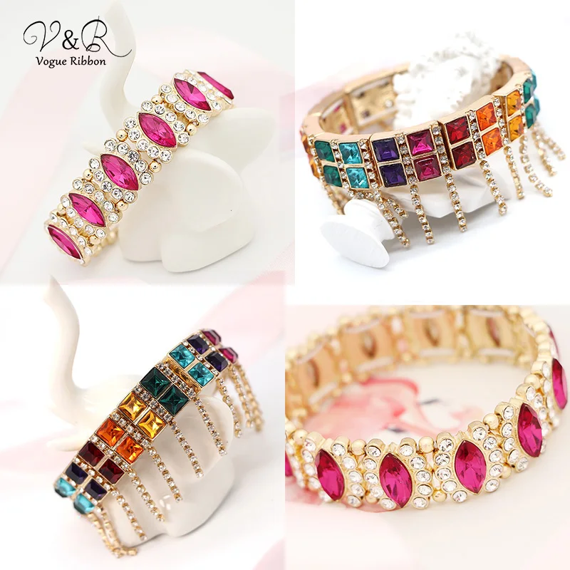Rhinstone массивные/разноцветные стразы вечерние браслеты для женщин 2019