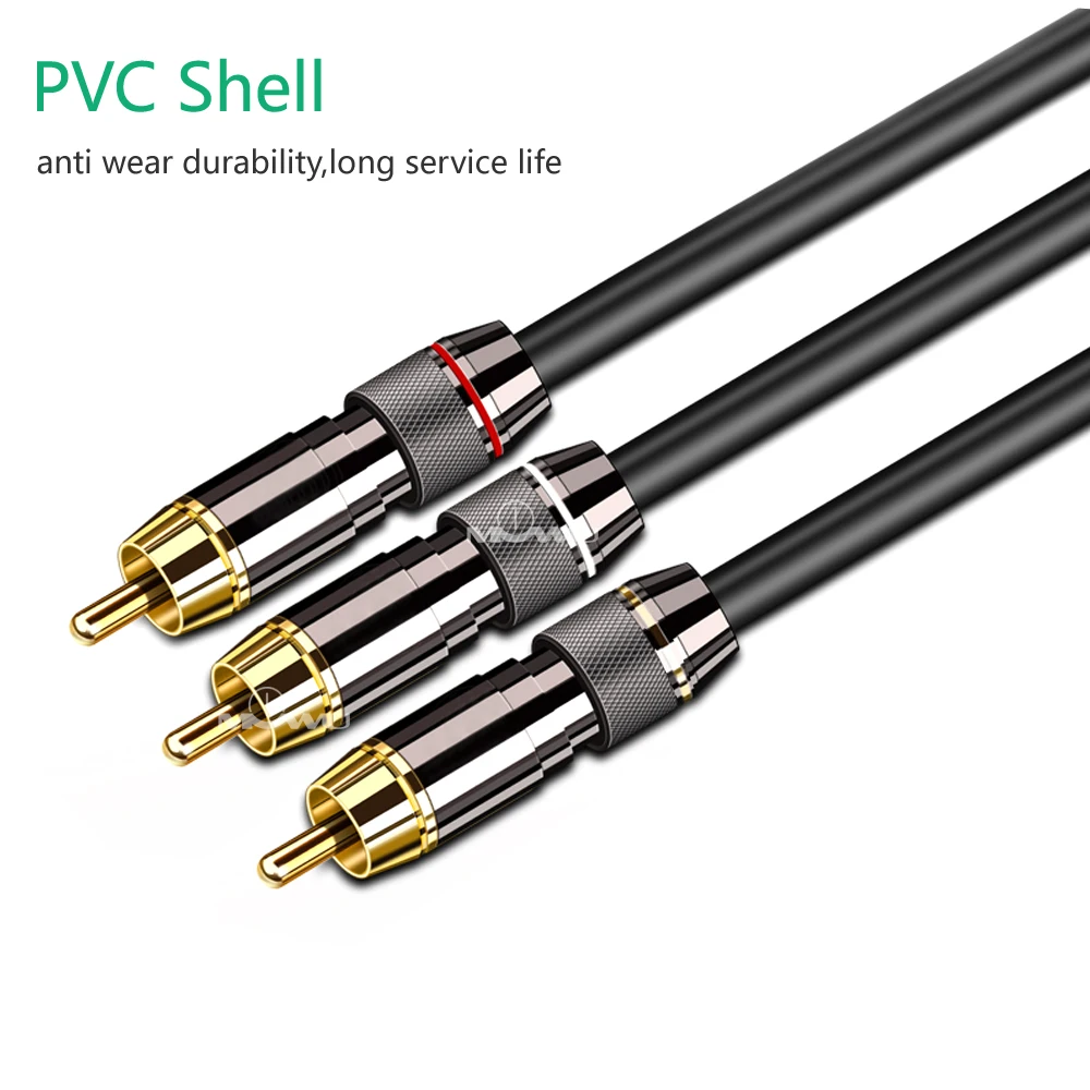 3 RCA a 3RCA кабель с обработанным штекером AV 1 М1 5 m2m3m5m разъем для видео STB TV DVD VCD|Кабели