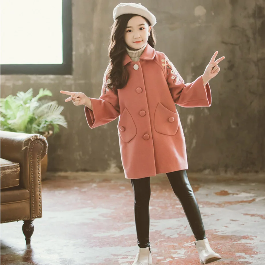 Куртка для девочек с цветочным узором длинная куртка плотная теплая детей зимняя