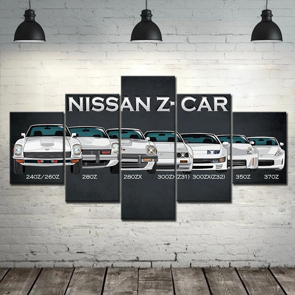 5 шт. Nissan Z история Плакат с моделью hd-принт на холсте Живопись для современной декоративной спальни стены искусства городской пейзаж Pictur