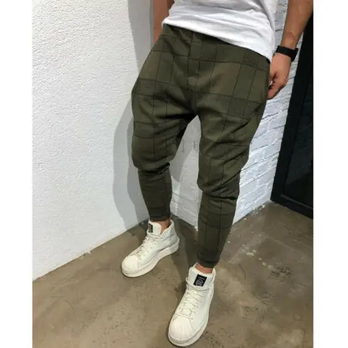 Зеленый Модные мужские брюки Slim Fit Urban прямые брюки повседневные брюки карандаш грузовик для бега брюки плюс размер M-3XL - Цвет: Зеленый