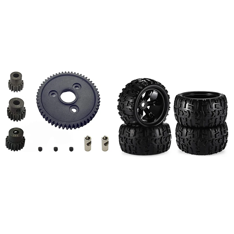

1set Metal Spur 54T Gear for Traxxas Slash 4X4 Stampede & 4Pcs 150mm 1/8 Truggy Monster Truck Wheels Tires for Redcat