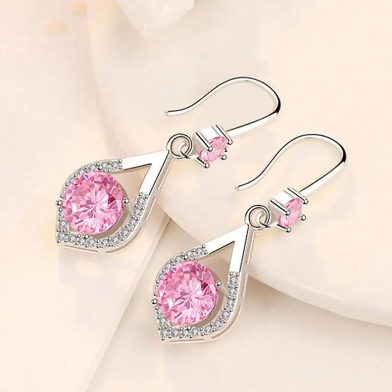 

High-End Shiny Fashion Jewelry Simple Crystal Drop Earrings Elegant Ladies Pendant Earrings Jewelry