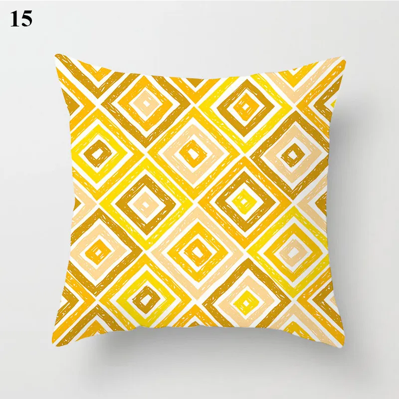 

45*45cm Nordic Geometric Print Cushion Cover Cartoon Yellow Flower Pillow Case Decorative Sofa Car Pillow Cover Home Decor