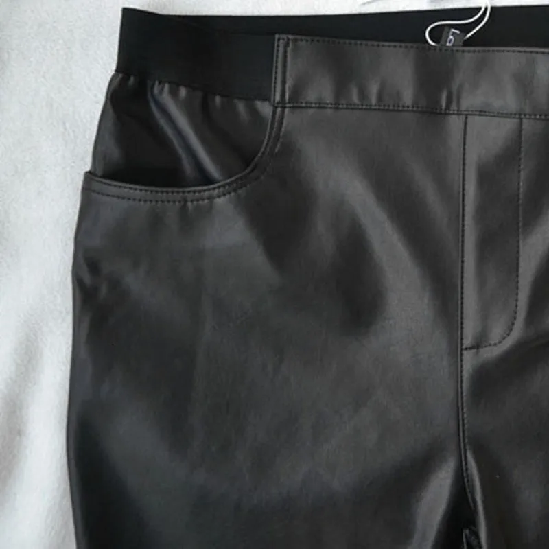 Женские брюки-клеш из искусственной кожи с запахом модные брюки клеш эластичным