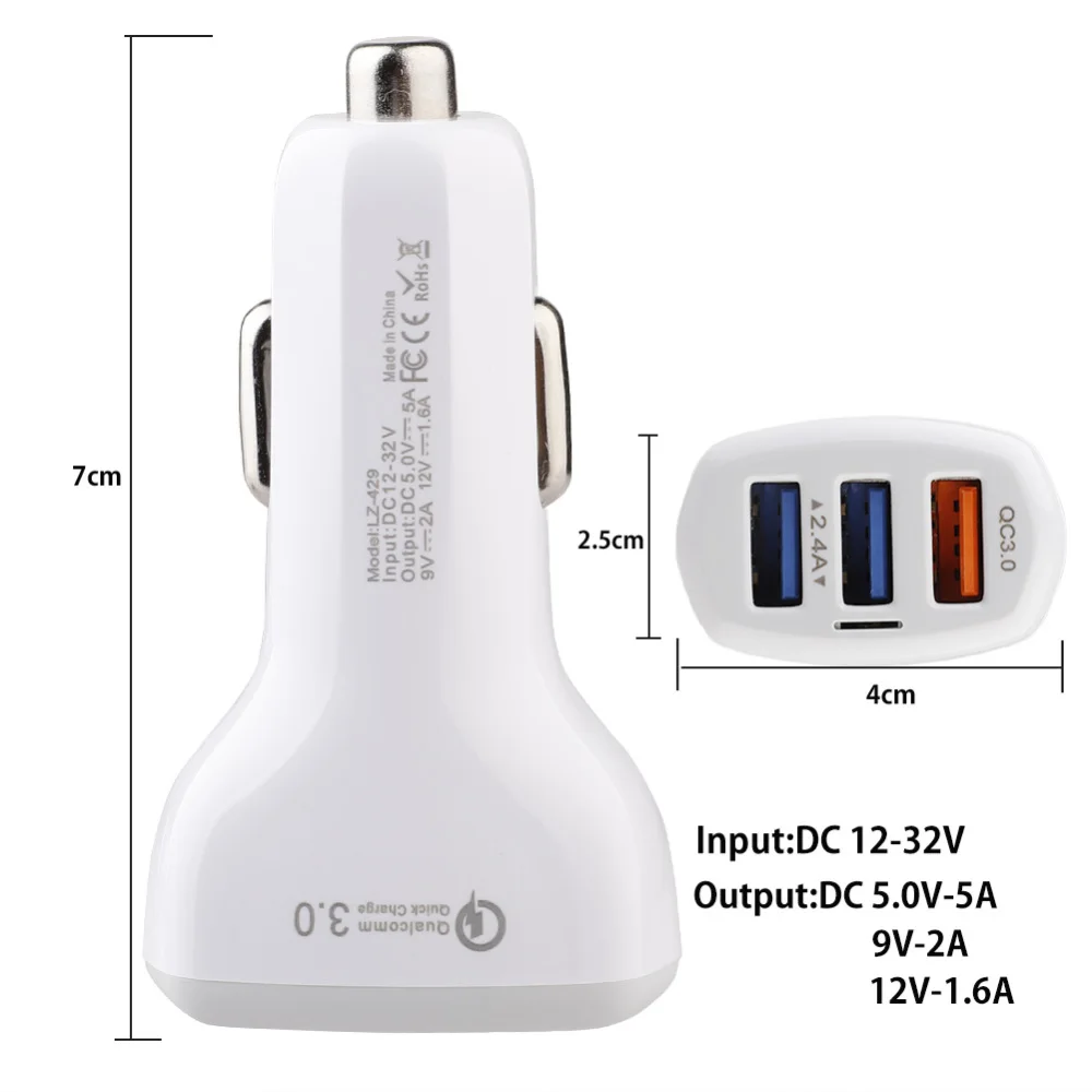 Автомобильное зарядное устройство USB быстрая зарядка автомобиля 3 0 для iPhone