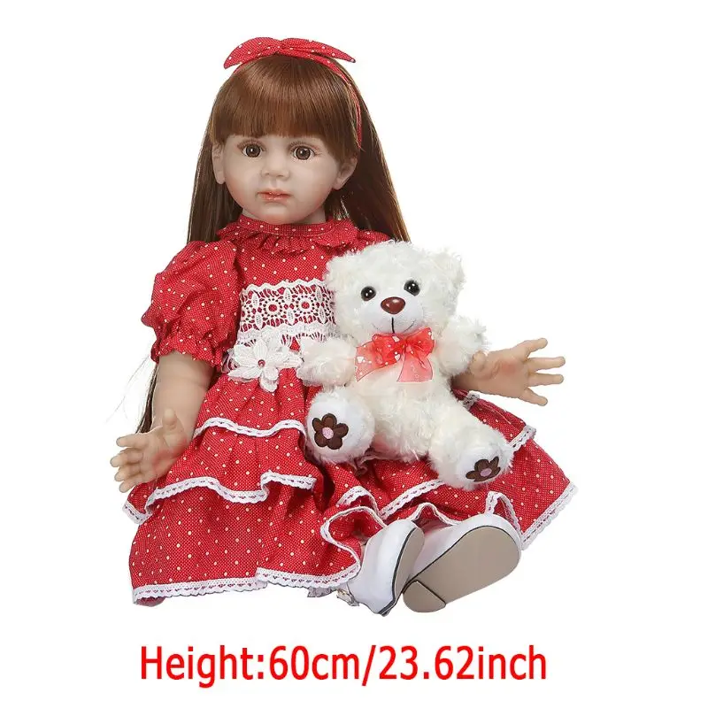 

24in Realistic Reborn Doll Soft Silicone Vinyl Newborn Babies Girl Lifelike Handmade Toy For Children Birthday Christmas Gift