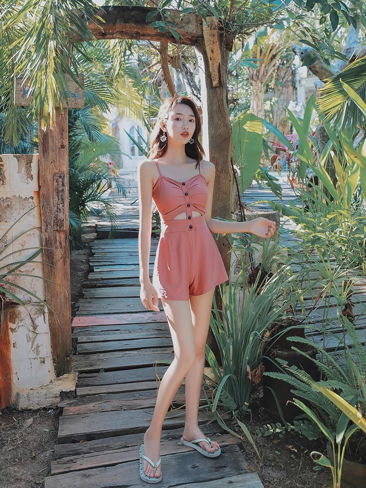 

Swimwear Bathing Suit Women's One-piece Belly Covering Slimming Celebrity INS Korea Swimwear Students Red Bubble Hot Spring
