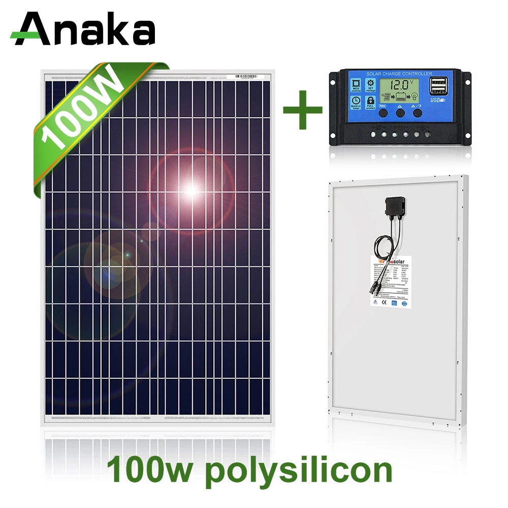 Солнечная панель 100 Вт поликристаллическая Anaka 12 В для использования в качестве