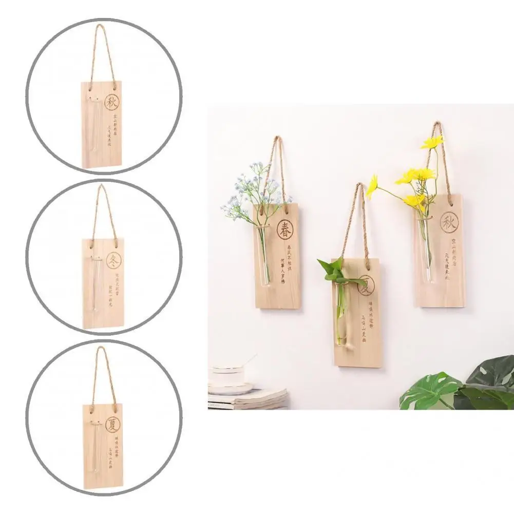 

Seasonal 4 Styles Decorative Hanging Vase with Wooden Board for Gifts