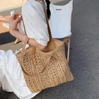 Соломенная Сумка-тоут для женщин, дизайнерская плетеная дамская сумочка из искусственной кожи, саквояж на плечо для путешествий, лето 2021