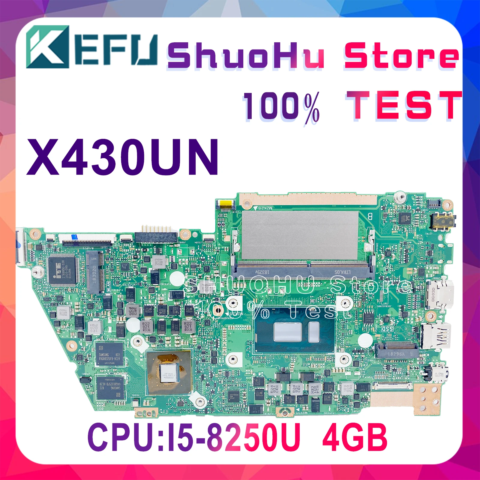 

X430UN Motherboard For ASUS VivoBook S14 X430U A430U S4300U X430UA Notebook Motherboard I5-8250U 4GB Original 100% Test