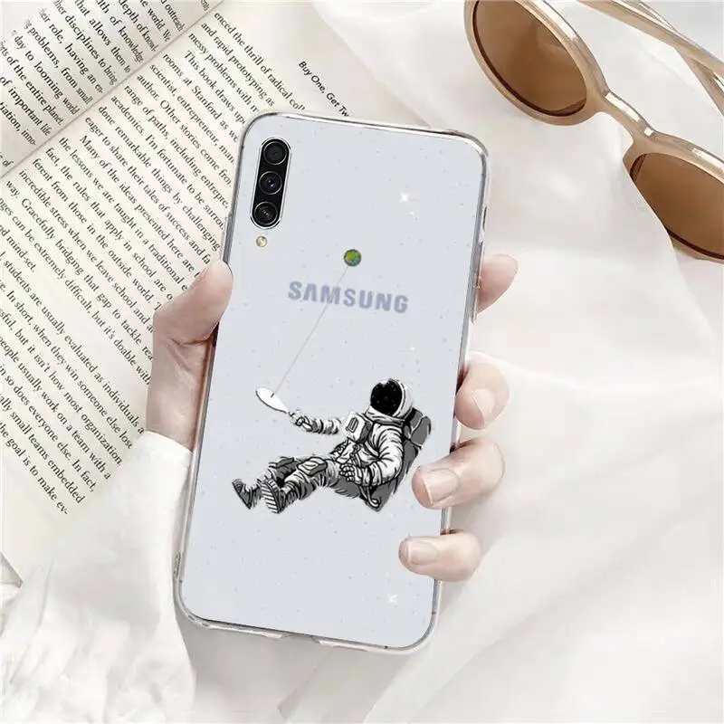 

Moon Space Astronaut Phone Case Transparent for Samsung s9 s10 s20 Huawei honor P20 P30 P40 xiaomi note mi 8 9 pro lite plus