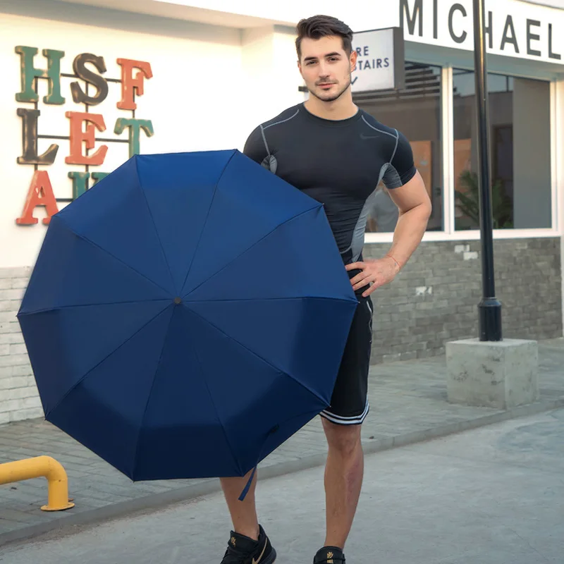 Складной автоматический зонт мужской большой складной 10K ветрозащитный для