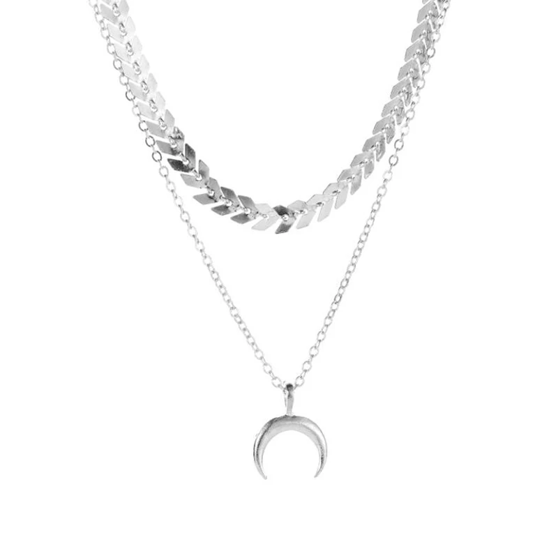 

Moon Necklace Women Bohemian Style Pendant Necklace Multilayer Pendant Choker Women's Jewelry Accessories Collares