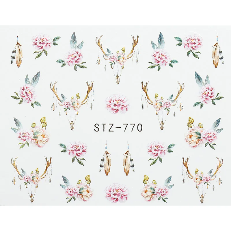 Элегантные водяные наклейки для ногтей Наклейка ожерелье Цветочный дизайн