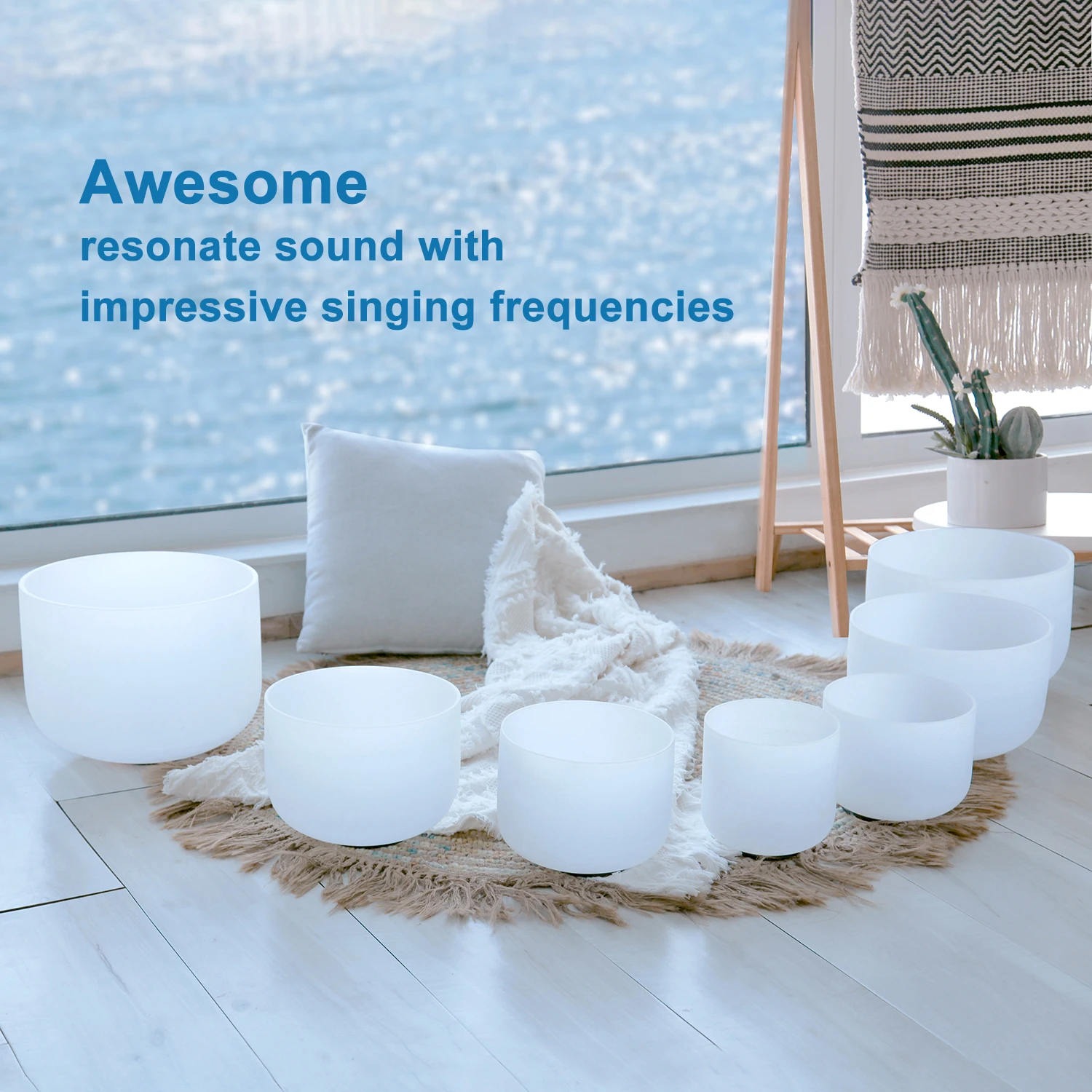 Чаши кварцевые матовые с кристаллами 8-14 дюймов 7 шт. |