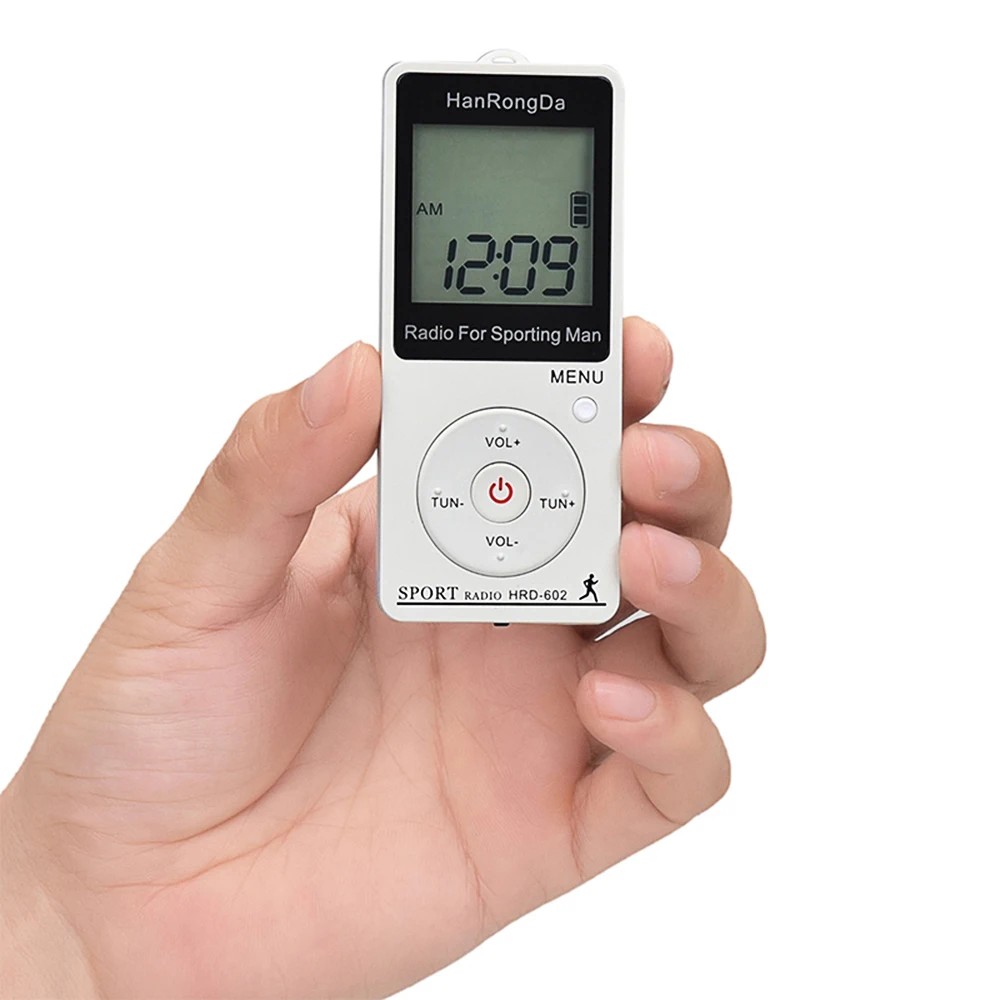 HRD-602 Mini FM/AM радио 400 мАч ЖК-дисплей портативный Радиоприемник Блокировка