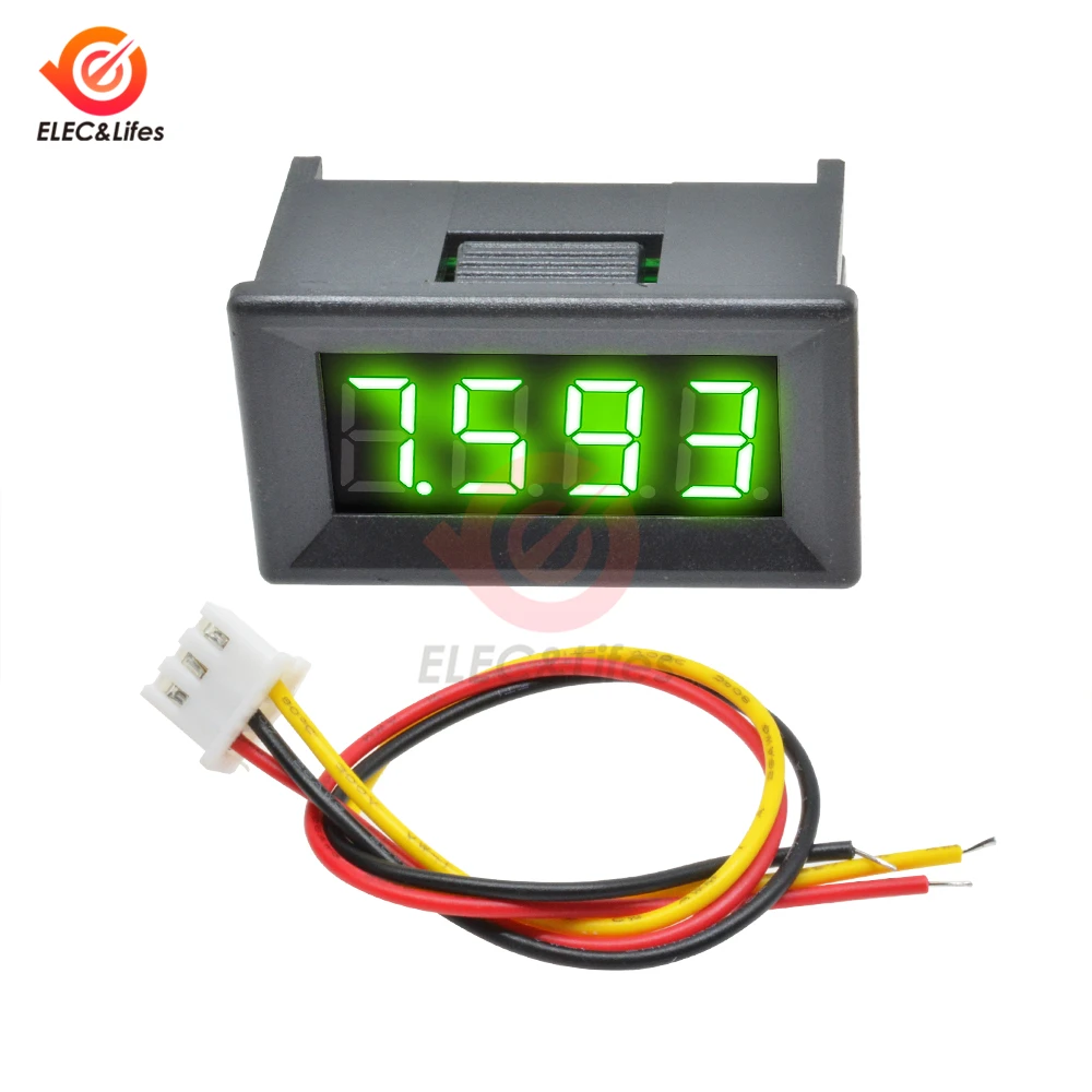 Green 0,36 дюймов Мини цифровой вольтметр постоянного тока 0-100 V 3 провода 4 бит высокоточный, напряжения метр Панель тестер для вольтметр Для электромобиля или мотоцикла автомобиля - Цвет: Green