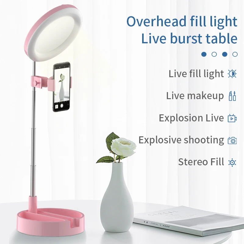 

Led Ring Light for Mobile Phone Stand Computer Brightness Adjustable Selfie Lights Live Broadcast Video Fill Light Beauty