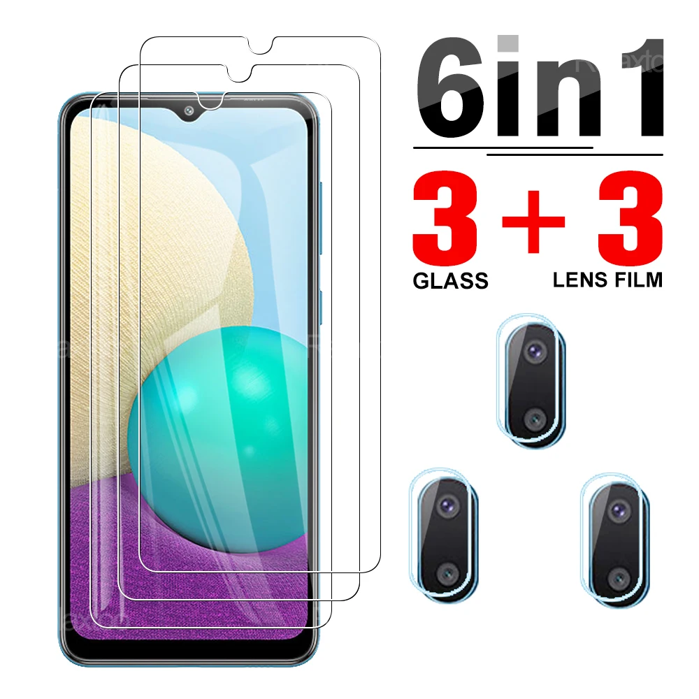

Закаленное стекло 6 в 1 с полным покрытием для Samsung Galaxy A02, Защитное стекло для объектива камеры Sansung Sumsung A 02 02A 6,5"