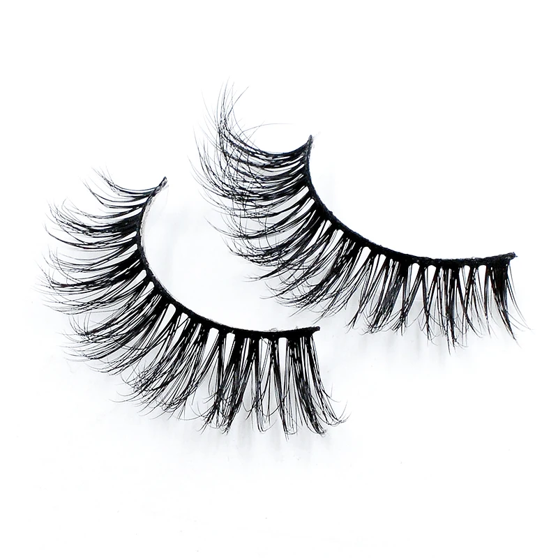 Натуральные накладные ресницы модные с шариками дымчатые для макияжа крестиком