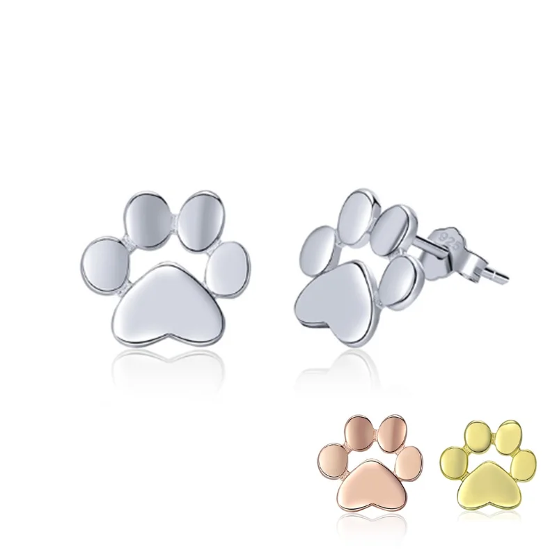2019 милые Креативные 925 пробы серебряные серьги гвоздики в виде собачьей лапы для