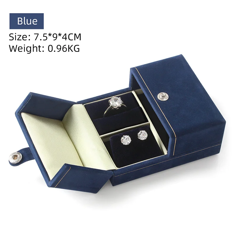 New Fashion Double Door  Ring Earring Pendent Bracelet Jewellery Showcase Built Display  Velvet Jewelry Box