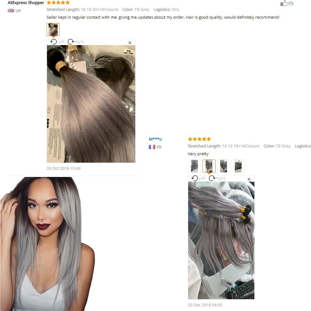 Предварительно окрашенные Омбре серые пучки с фронтальной застежкой 13x4 прямые