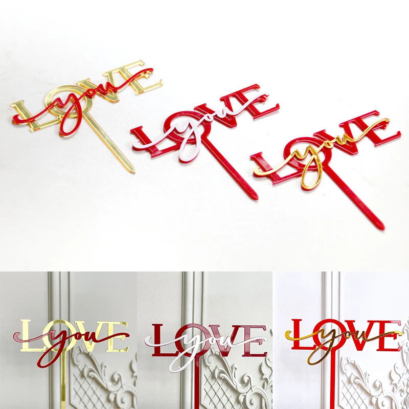 

Ins New 2022 Happy Cake Topper Love Wedding Red Color Cake Topper for Valentine's Day Wedding Anniversary Cake Decoration
