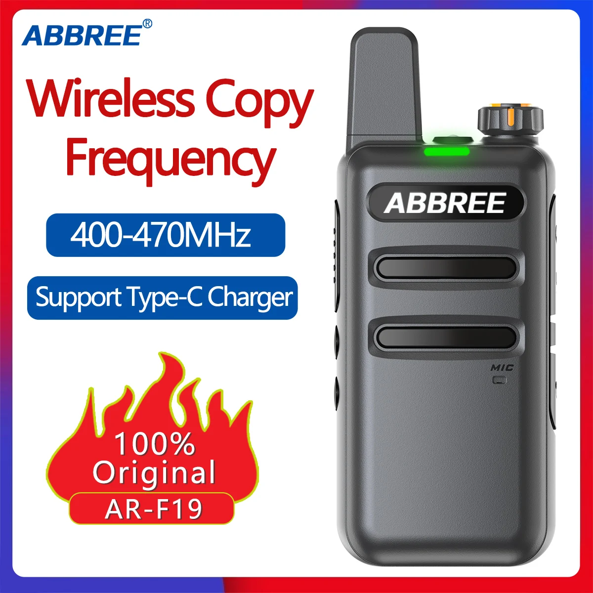 ABBREE Φ Автоматическая Беспроводная портативная рация с частотой копирования 400-470