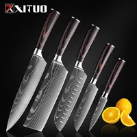 xituo high quality chef knife 7cr17 high carbon stainless steel japanese series damascus laser pattern chefs 8 in kitchen knife