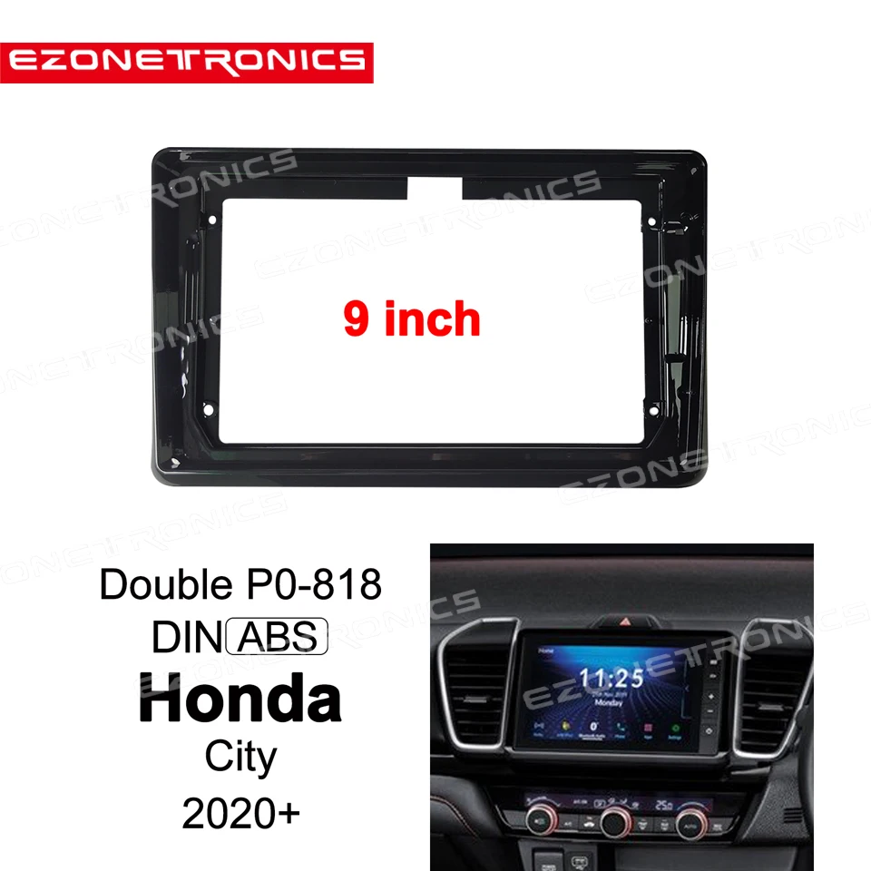 

1Din 2Din Car DVD Frame Audio Fitting Adaptor Dash Trim Kits Facia Panel 9inch For Honda City 2020+ Double Din Radio Player