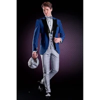latest black peak lapel mens blue suits hot sale custom made single breasted bridegroom wedding wear blazer 3 pieces skinny