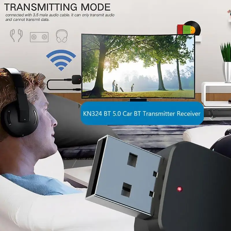 Портативный KN324 Bluetooth 5 0 автомобильный передатчик приемник w/3 мм аудио кабель
