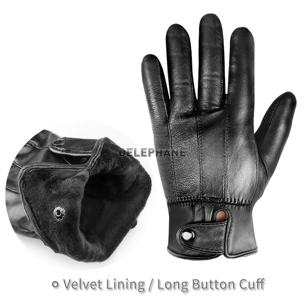 

Sheepskin Motorcycle Gloves Men Autumn Winter Thermal Warm Leather Gloves Fashionable Windproof Driving Gloves Women Mittens