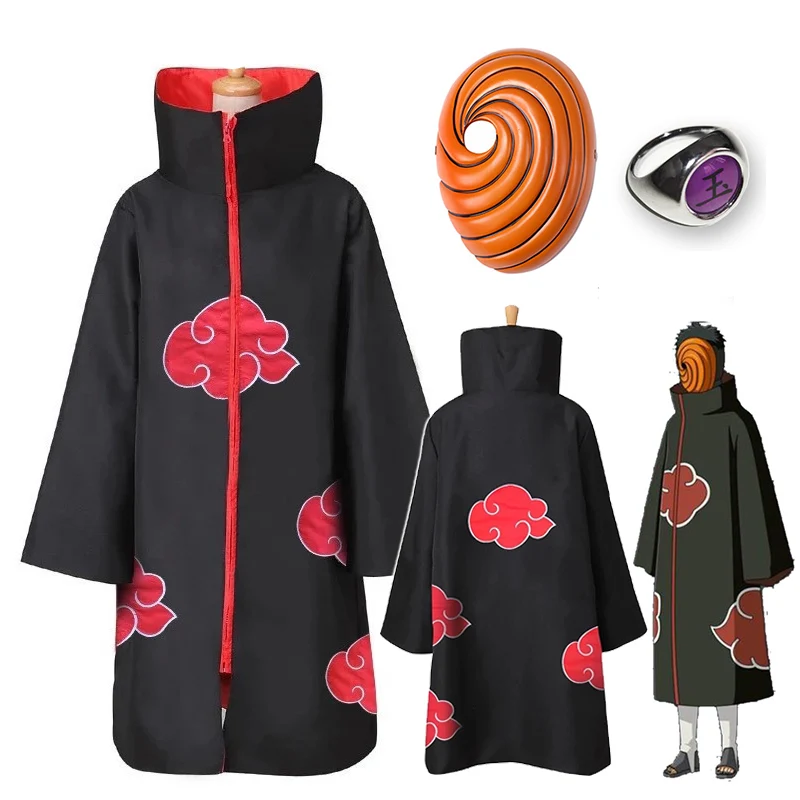 Аниме Костюм красное облако плащ косплей накидка одежда парик маска Тоби Косплей