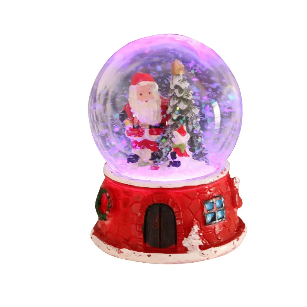 Christmas Light Voice Control Music Box Birthday Gift for Girlfriend Snow Globe House Crystal Ball Santa Claus Rotate | Дом и сад