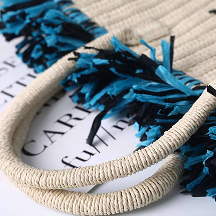 Дизайнерская Плетеная соломенная сумка в стиле бохо с бахромой женские сумки на