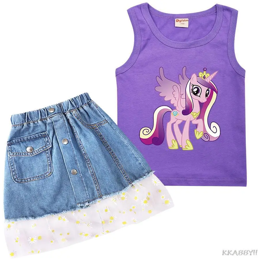 Летняя Новинка Детский жилет My Little pony футболка для девочек Повседневная и