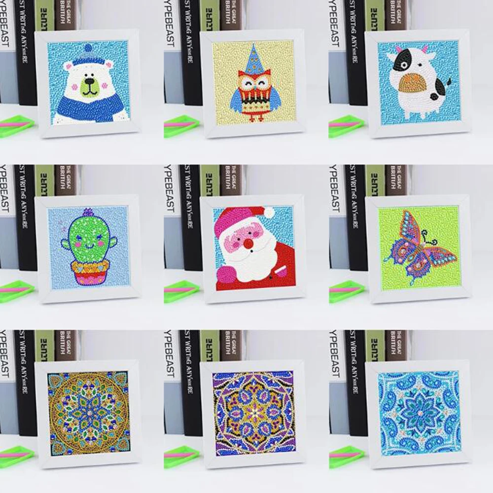 

Полностью блестящая мультяшная животная, мини-Алмазная картина для детей, специальная круглая Алмазная картина, Мандала с рамкой, подарок н...