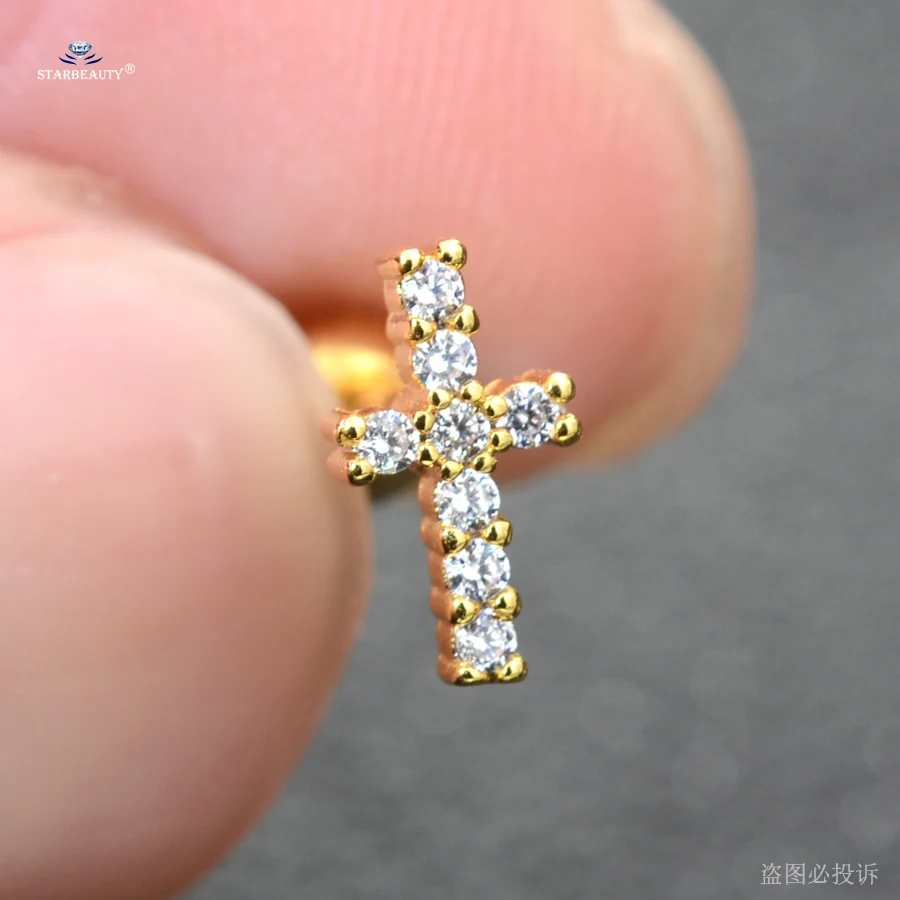 1pc 16G 6mm Love Jesus Cross Cartilage Piercing Helix Stud Daith Earrings Ear Silver Color Tragus Jewelry |