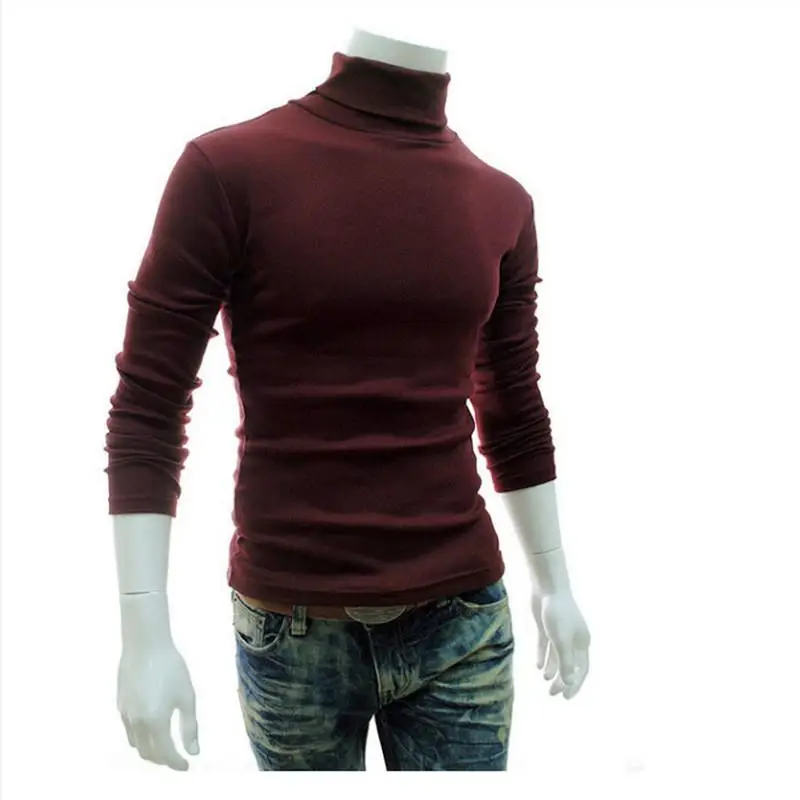 2022 New Autumn Winter Men'S Sweater Men'S Turtleneck Solid Color Casual Sweater Men's Slim Fit Brand Knitted Pullovers