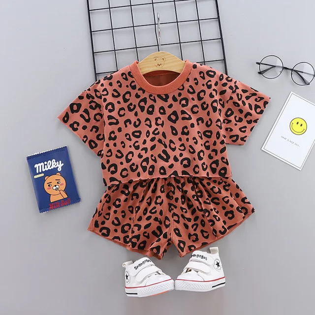 Leopard Print Baby Girls Clothes Toddler Baby Clothing Set Cotton Children Costume 1 2 3 4 Year Gift Children Kids Clothes Sets 3