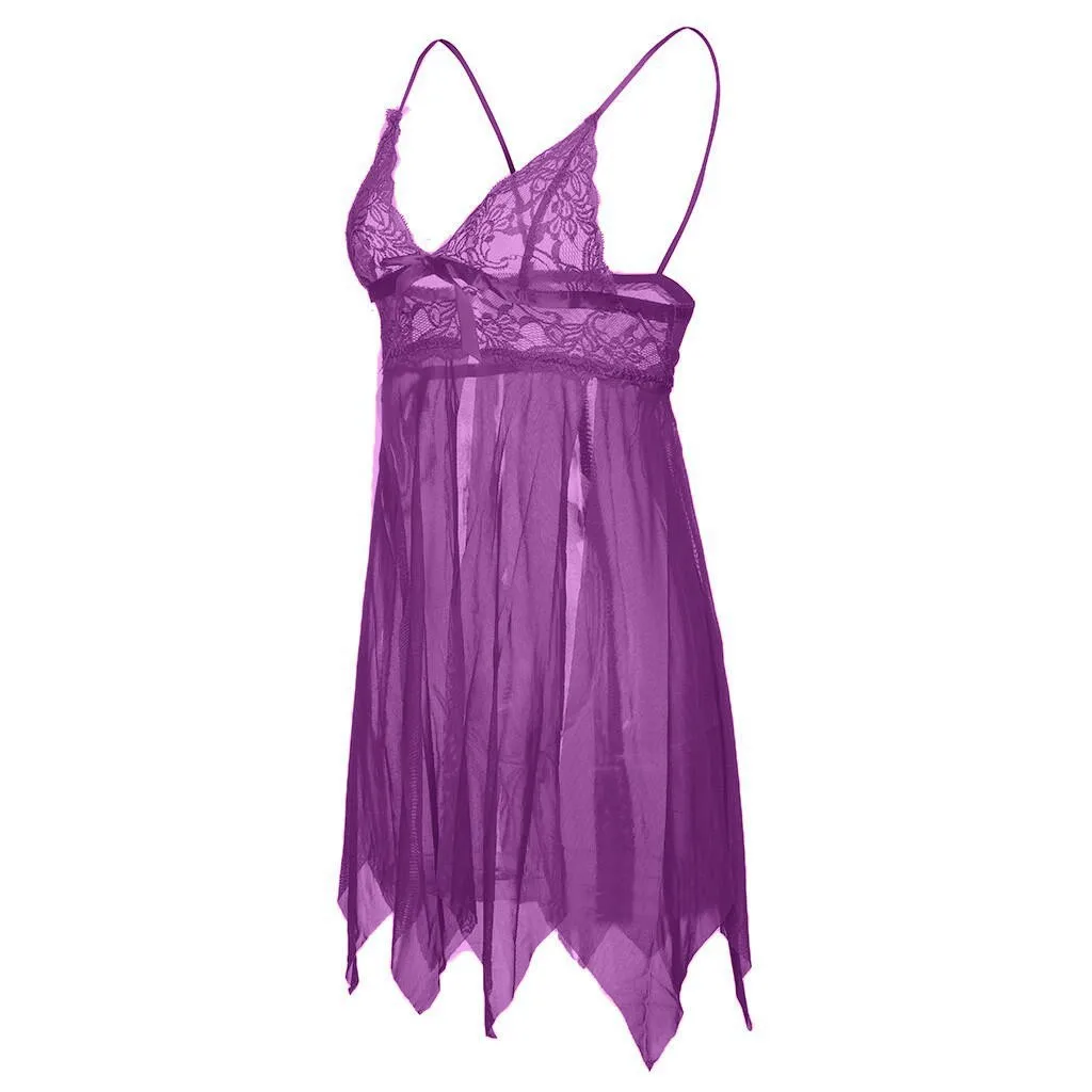 Сексуальное Сетчатое нижнее белье женская пижама с разрезом ночная рубашка