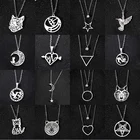 Ожерелье из нержавеющей стали с различными элементами для женщин и девушек, модное ожерелье геометрического дизайна с Луной, звездой, цветком, дизайнерская бижутерия с животными, Подарочная бижутерия