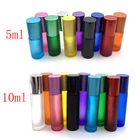 1X портативный дорожный сосуд для эфирных масел, 10 мл, флаконы для парфюма, Шариковые бутылочки, многоразовые матовые цветные стеклянные бутылки толщиной 5 мл