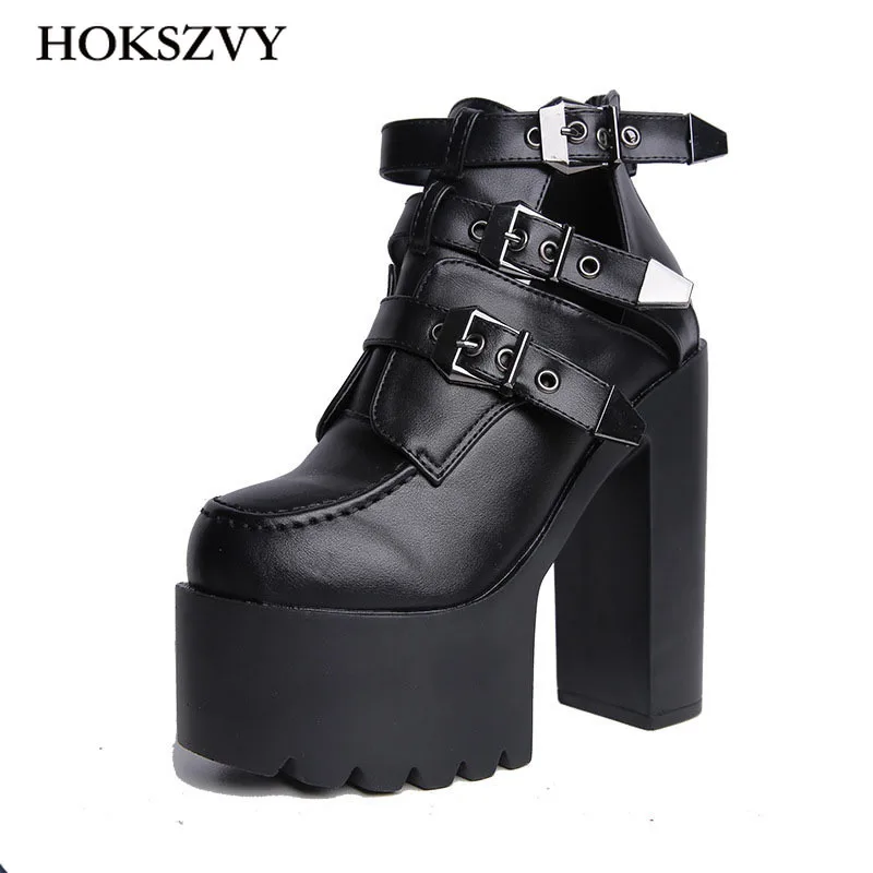 Осенние Клубные пикантные женские ботинки на квадратном каблуке 14 см с