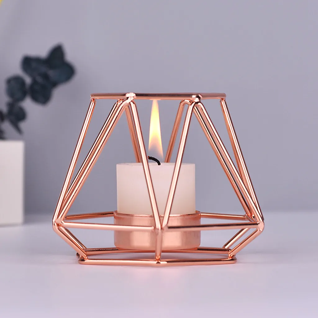 Fast Delivery Nordic Style Wrought Iron Geometric Candle Holders Home Decoration Metal Crafts Wedding Party Candlestick | Дом и сад