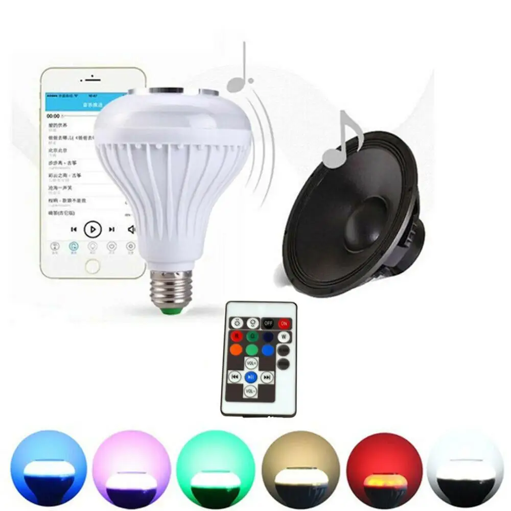 Светодиодная лампочка со встроенным Bluetooth-динамиком 12 Вт E27 RGB меняющаяся лампа